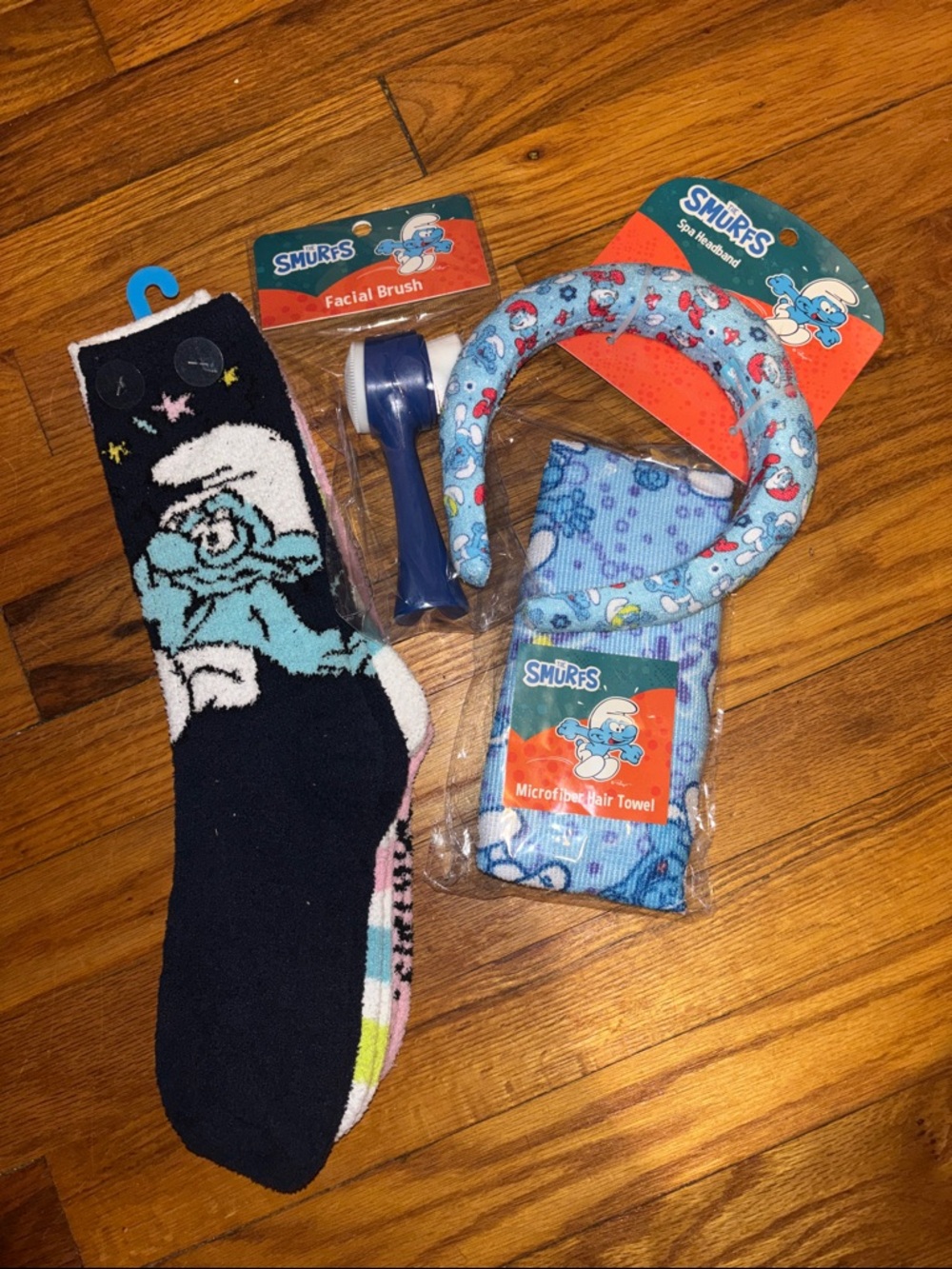 Smurfs Blue Plush Socks + Hairband & Towel Accessories